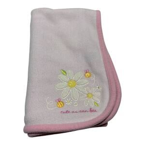 Carters Just One Year Baby Girl Blankets Pink Flower Cute As Can Bee Fleece